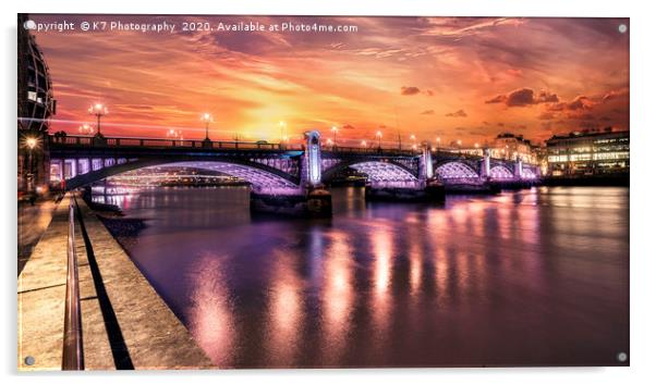 Southwark Bridge - Part of the Illuminated River  Acrylic by K7 Photography