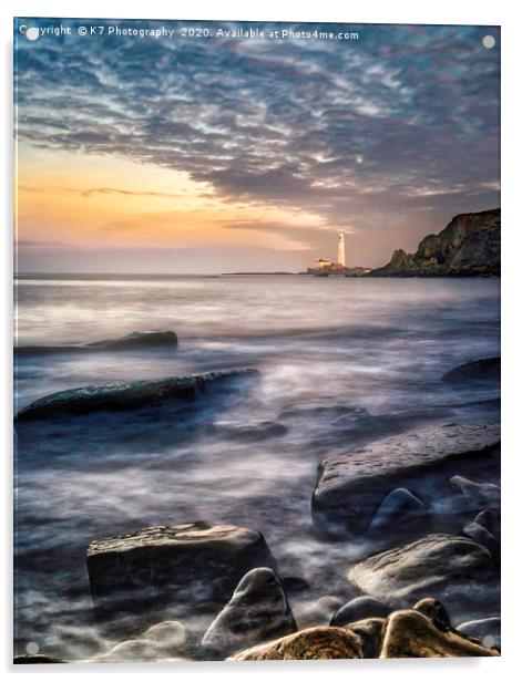 St Marys Lighthouse from Old Hartley  Acrylic by K7 Photography