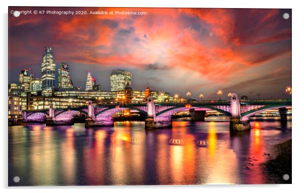 London's Glowing Bridges Acrylic by K7 Photography