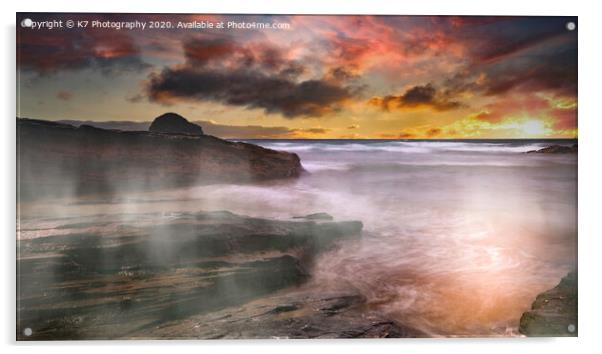  Gull Rock and Trebarwith Strand, North Cornwall Acrylic by K7 Photography