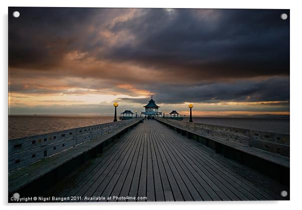 Clevedon Pier at Sunset Acrylic by Nigel Bangert