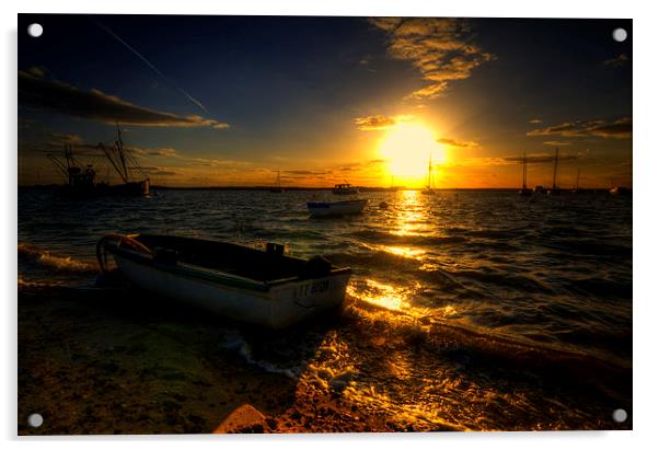 West Mersea Sunset Acrylic by Nigel Bangert