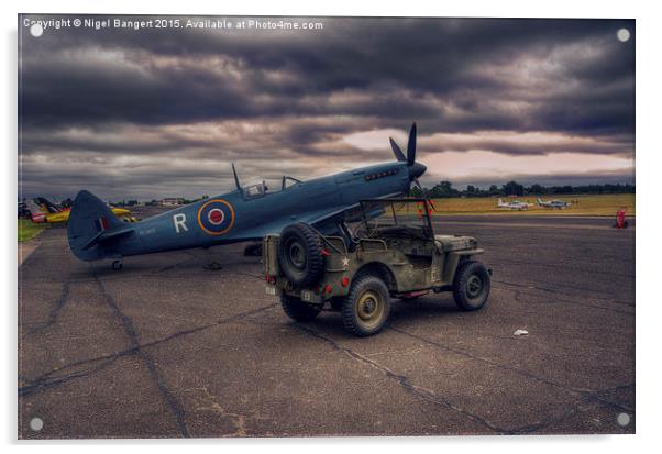  Reconnaissance Spitfire and Jeep Acrylic by Nigel Bangert