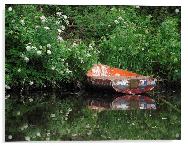 The lone boat Acrylic by Ali Kernick
