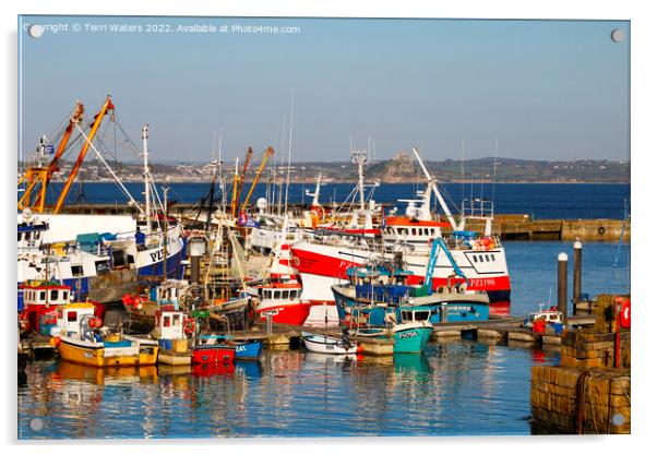 Newlyn Fishing Fleet Acrylic by Terri Waters