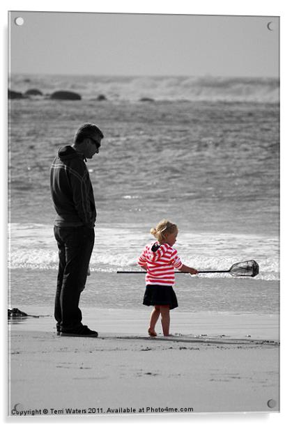 Daddy's Little Girl selective colour Acrylic by Terri Waters