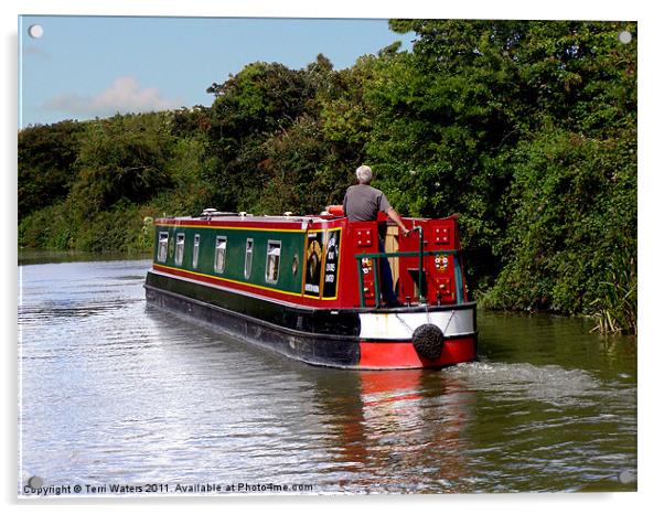 Canal boat Acrylic by Terri Waters