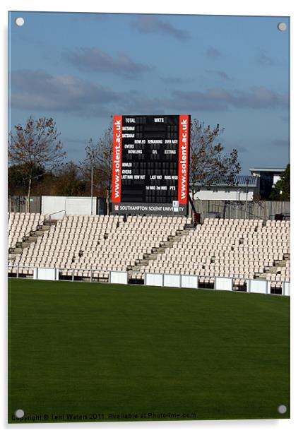 The Ageas Bowl Cricket Score Board Acrylic by Terri Waters