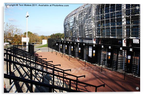 The Ageas Bowl/Rose Bowl turnstiles and steps Acrylic by Terri Waters