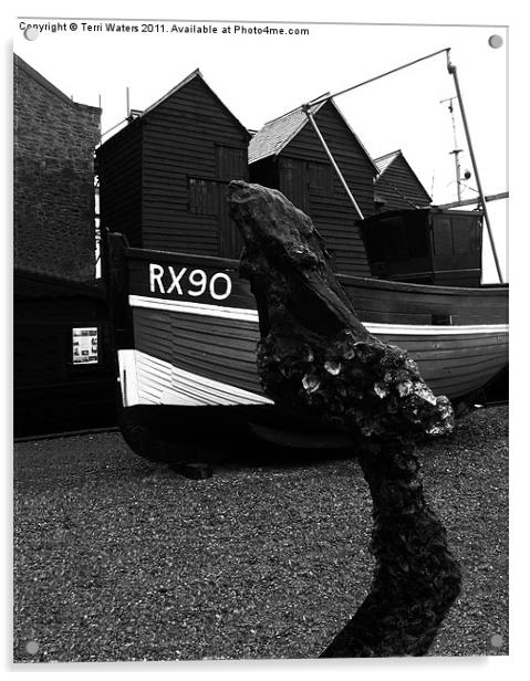 Hastings in Black & White Acrylic by Terri Waters