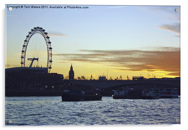 Sunset in London Acrylic by Terri Waters