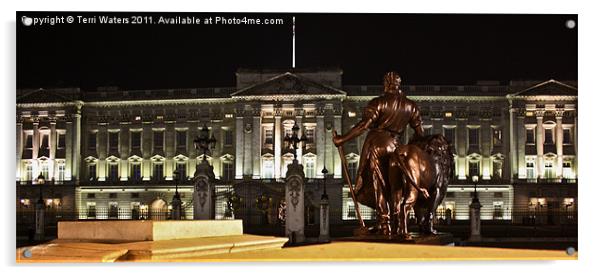 Statues View of Buckingham Palace Acrylic by Terri Waters