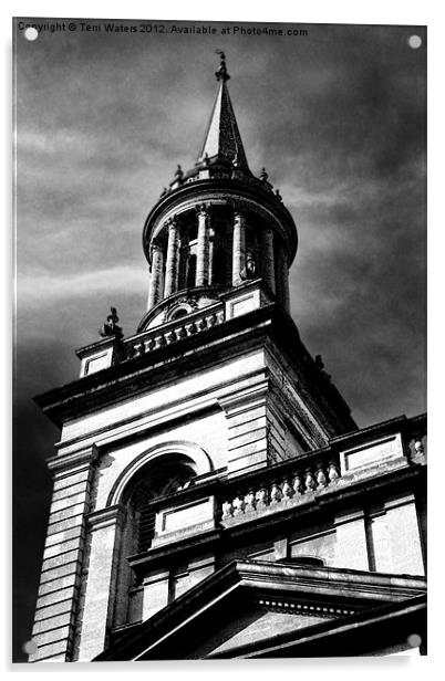 All Saints Church Oxford Monochrome Acrylic by Terri Waters