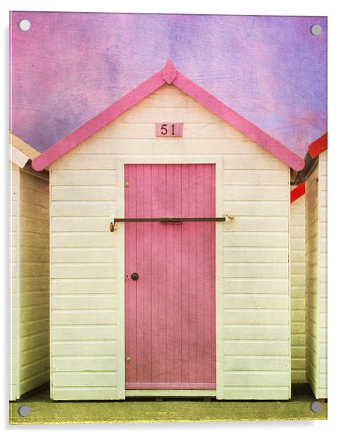 Pink Beach Hut Acrylic by Terri Waters