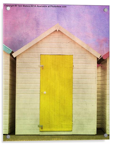 Yellow Beach Hut Acrylic by Terri Waters