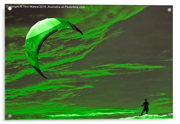 Surreal Surfing green Acrylic by Terri Waters