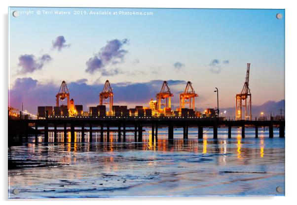 Southampton Container Port at Sunset Acrylic by Terri Waters