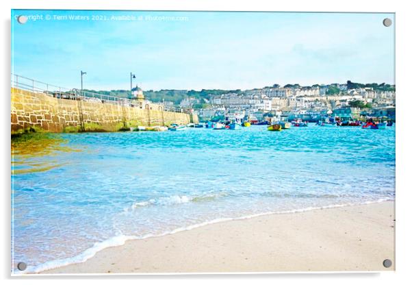The Harbour St Ives Acrylic by Terri Waters