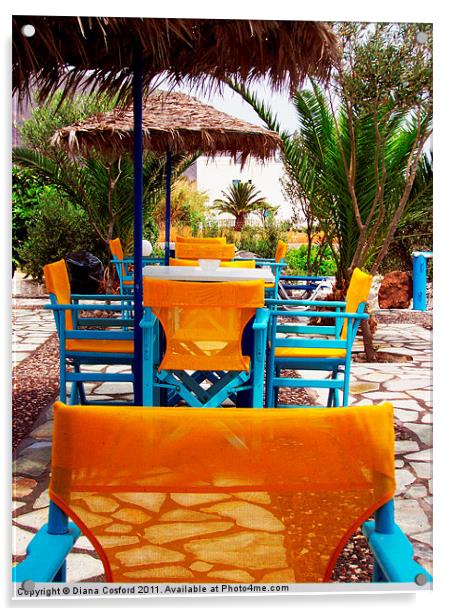 Santorini Yellow Chairs Acrylic by DEE- Diana Cosford