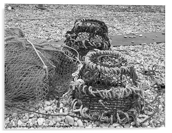 Lobster Pots Acrylic by karen grist