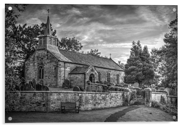Saint Aidan's Church, Gillamoor. (Mono). Acrylic by Colin Metcalf