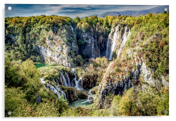 Plitvice National Park, Croatia. Acrylic by Colin Metcalf