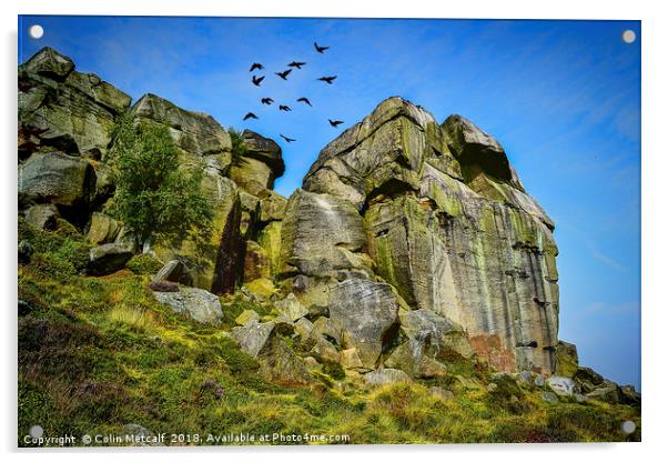 'Rombald's Flight: Ilkley Moor's Iconic Formation' Acrylic by Colin Metcalf
