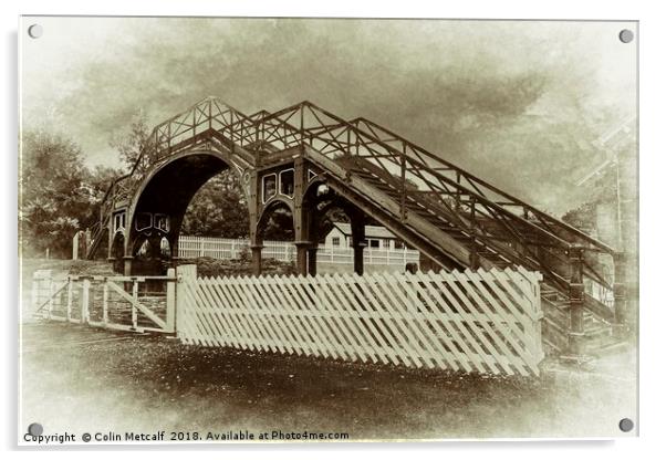 Historical Iron Footbridge Rebirth Acrylic by Colin Metcalf