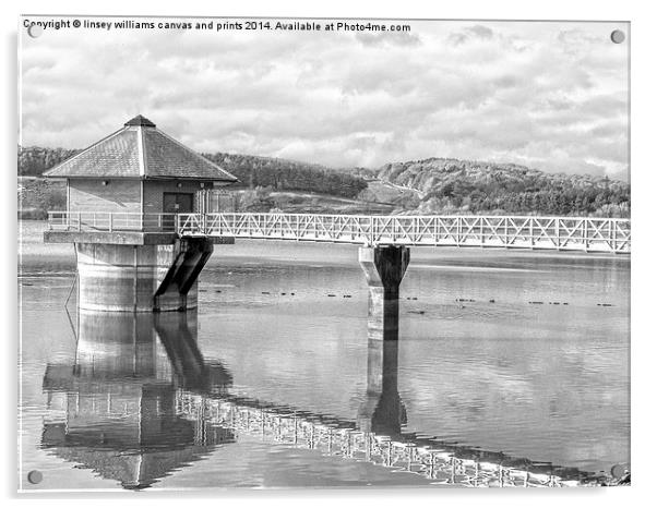  Cropston Reservoir Black And White Acrylic by Linsey Williams