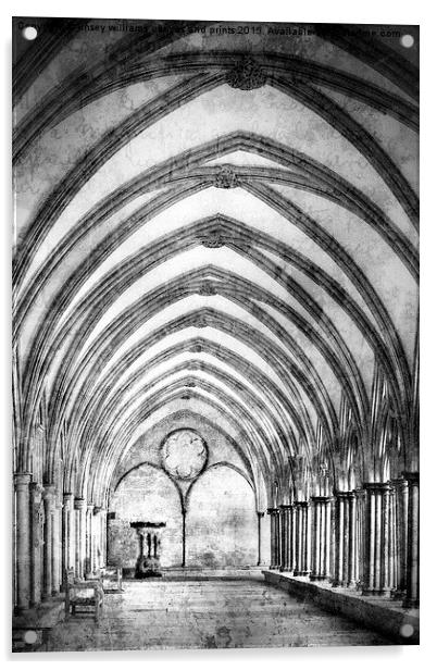 Salisbury Cathedral Cloisters  Acrylic by Linsey Williams