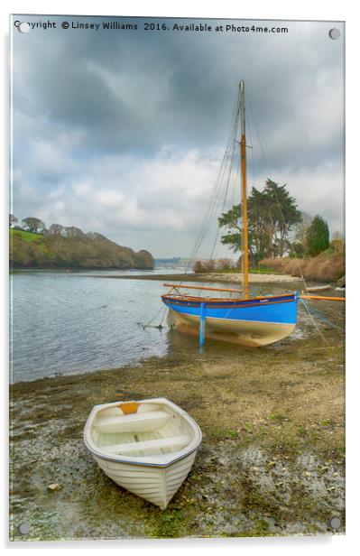 Boats On The Beach Acrylic by Linsey Williams