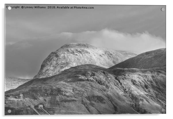 Ben Nevis, Scotland. Black and White Acrylic by Linsey Williams