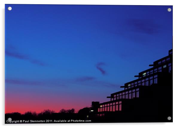 UEA Ziggurats, Evening Sunset Acrylic by Paul Skennerton