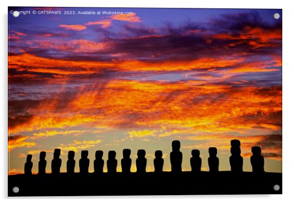 EASTER ISLAND SUNRISE Acrylic by CATSPAWS 