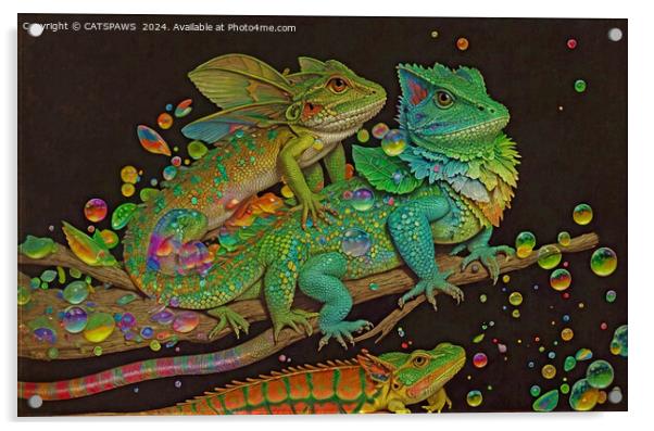 COOL CHAMELEONS Acrylic by CATSPAWS 