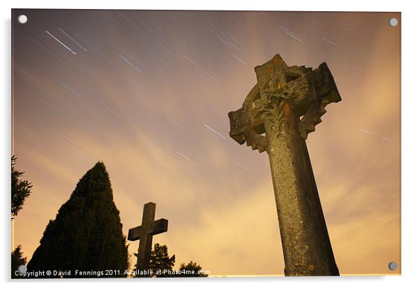 Star Trails in Graveyard Acrylic by David  Fennings