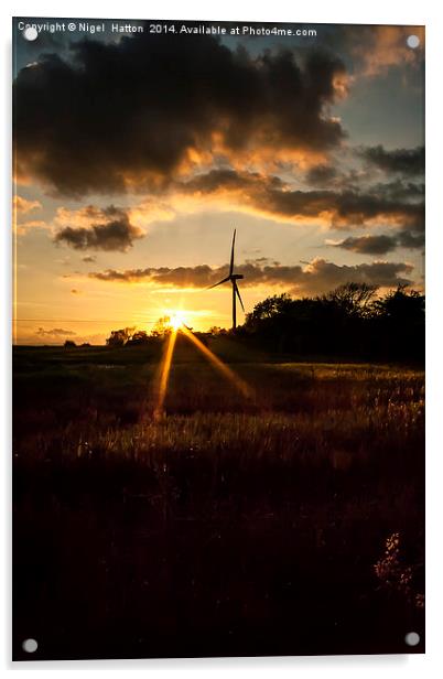 Turbine Sunset Acrylic by Nigel Hatton