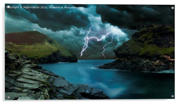 Storm At Boscastle Acrylic by Nigel Hatton