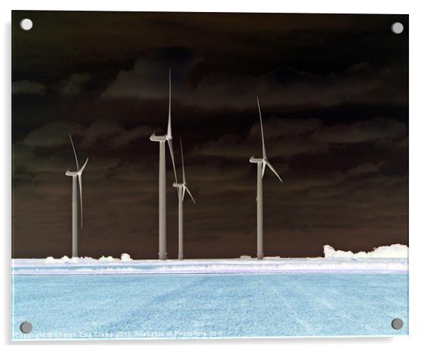 wind turbines in negative Acrylic by Sharon Lisa Clarke