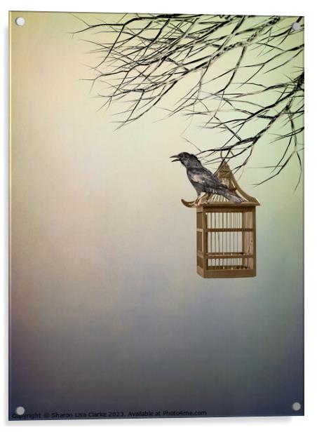 Golden Crow Acrylic by Sharon Lisa Clarke