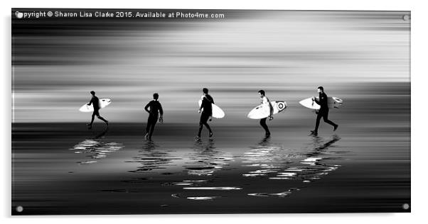  Lets go surf mono Acrylic by Sharon Lisa Clarke