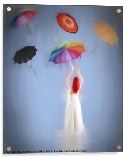 Umbrellas Away Acrylic by Sharon Lisa Clarke