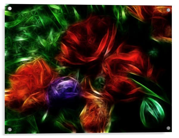 Dark Roses Acrylic by Sharon Lisa Clarke