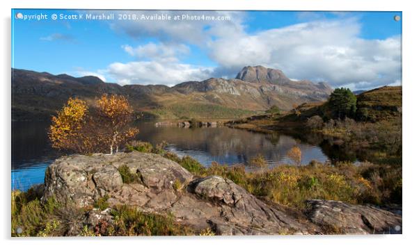Loch Maree Autumnal Magic Acrylic by Scott K Marshall