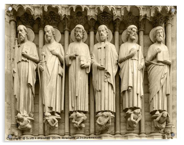 Notre Dame Statues Acrylic by Scott K Marshall