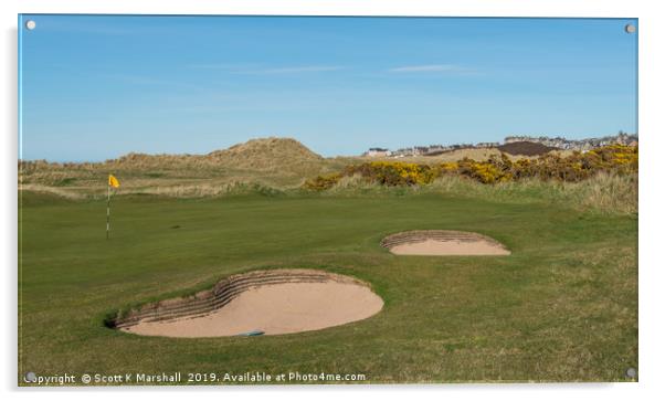 Lossiemouth Moray Golf Course Green Acrylic by Scott K Marshall