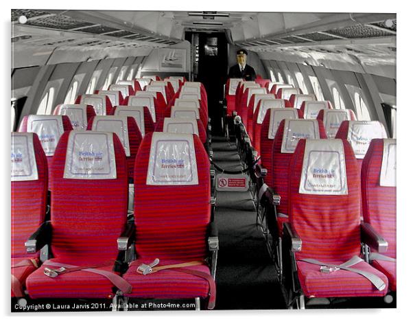 Seats inside Vickers Viscount Airplane Acrylic by Laura Jarvis