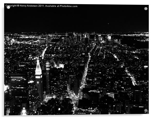 New York Night Skyline Acrylic by Henry Anderson