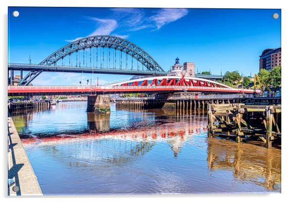 Tyne Bridges Reflection Acrylic by Valerie Paterson