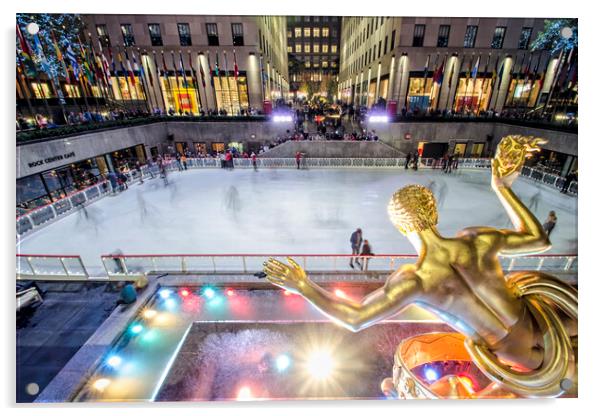 NYC Ice Rink Acrylic by Valerie Paterson
